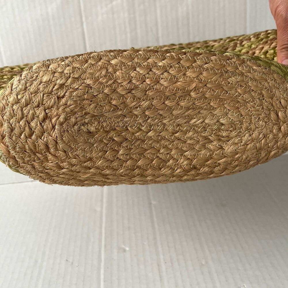 ANTIK KRAFT Woven Jute Tote Bag Wood Handles Beach Boho Market Basket Coastal - Picture 14 of 16